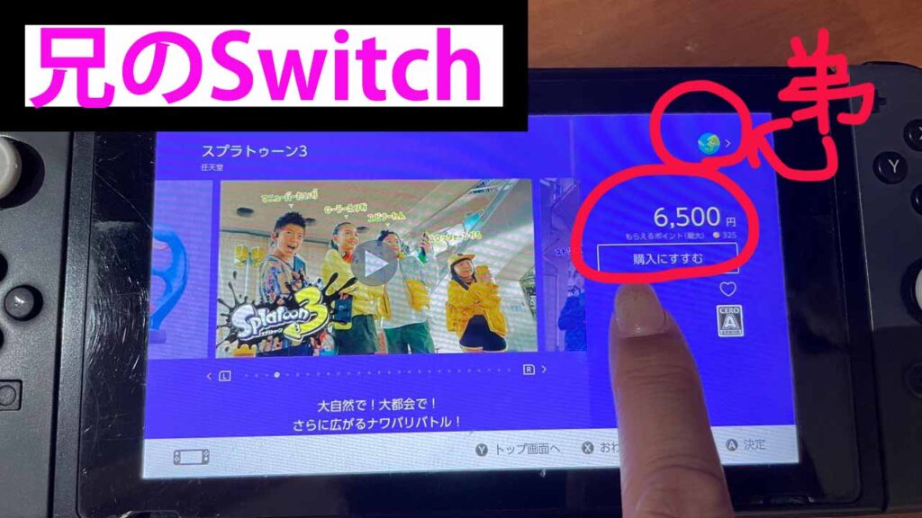 Switchで1個のダウンロードソフトを兄弟で使う説明